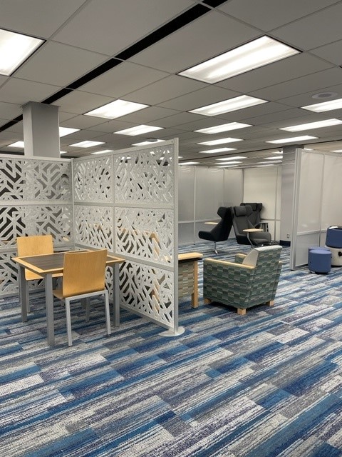 Sectioned study spaces in the new Learning Commons Area