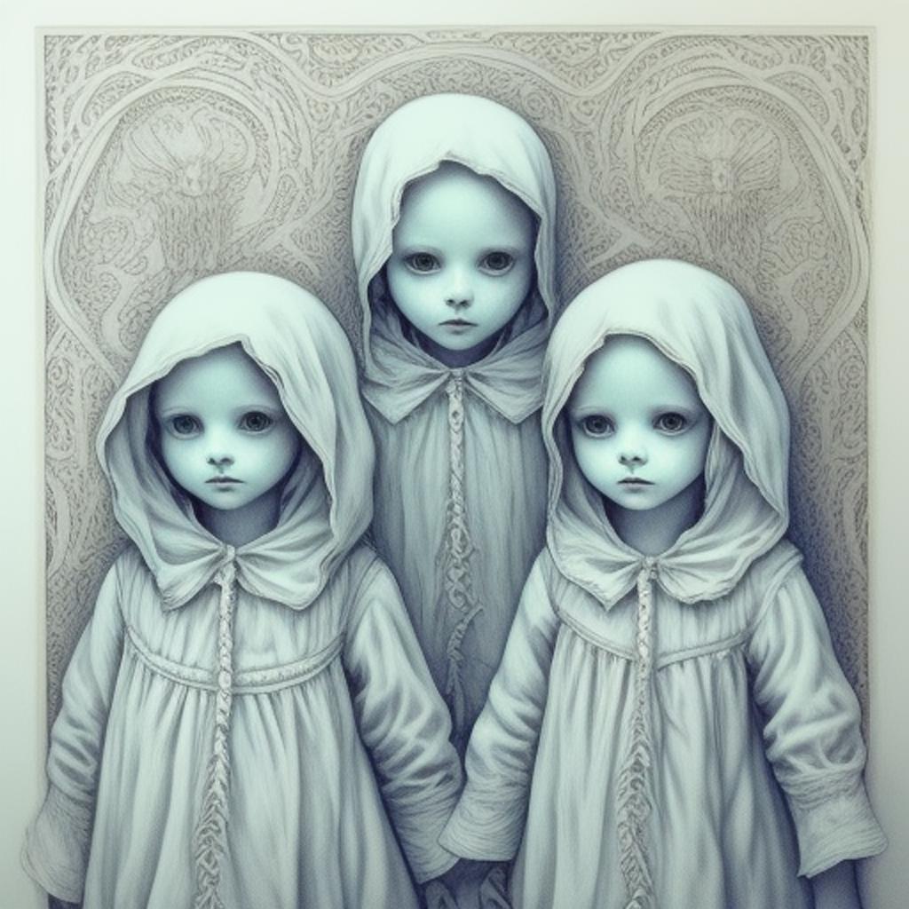 three ghost children, generated by picsart.com